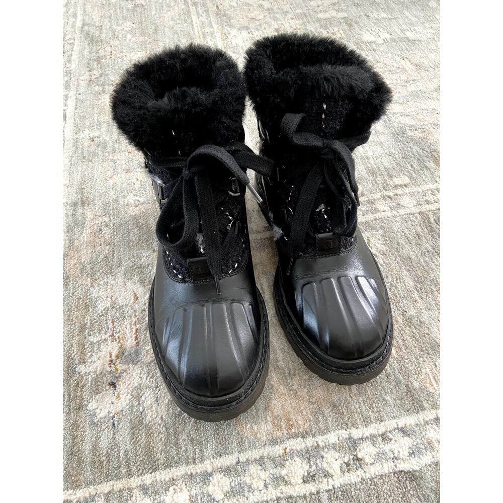 Chanel Tweed Rubber Ankle Short Combat Boots size 37.5 - Picture 2 of 9